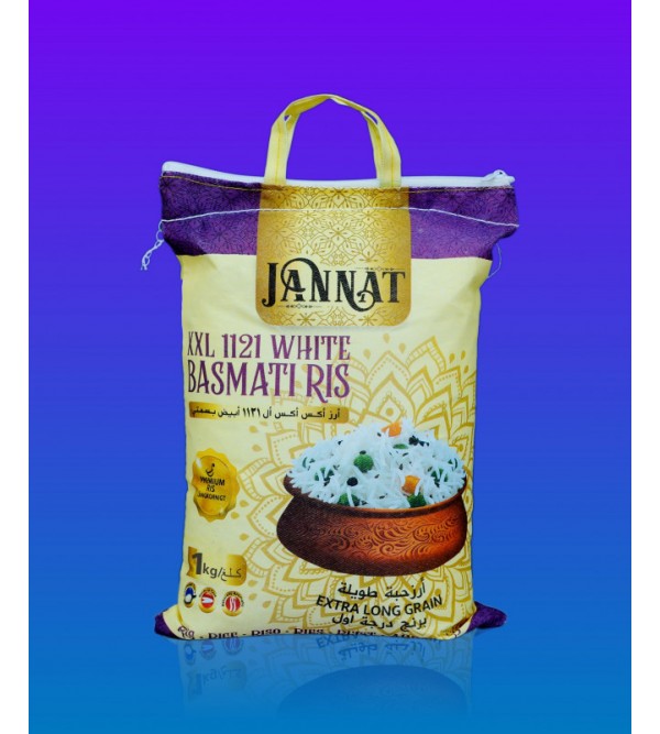 Jannat XXL Steam Basmati Rice-1 kg(White 1121)